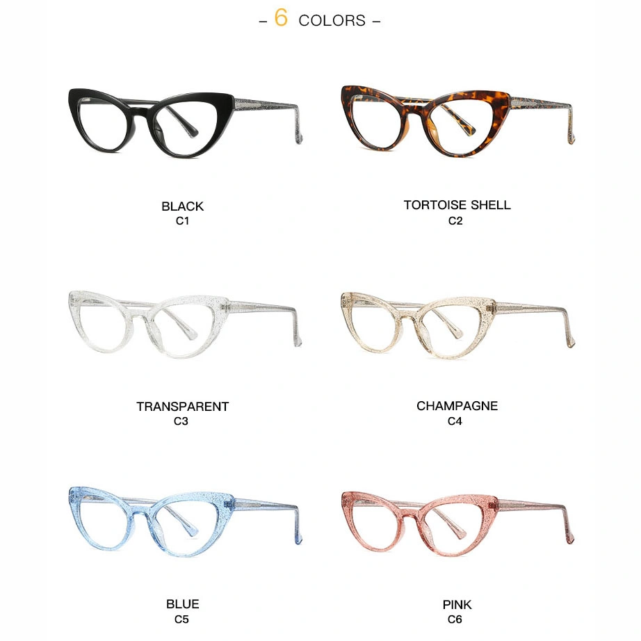 Wholesale/Supplier High quality/High cost performance  Cp Spring Hinge Cat Eye Anti Blue Light Eyeglasses Frames Optical Fashion Computer Women Reading Glasses