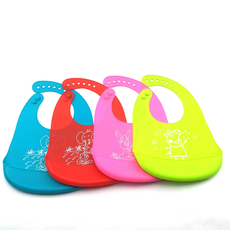 BPA Free Customized Logo Soft Waterproof Silicone Baby Bib for Infants Kids