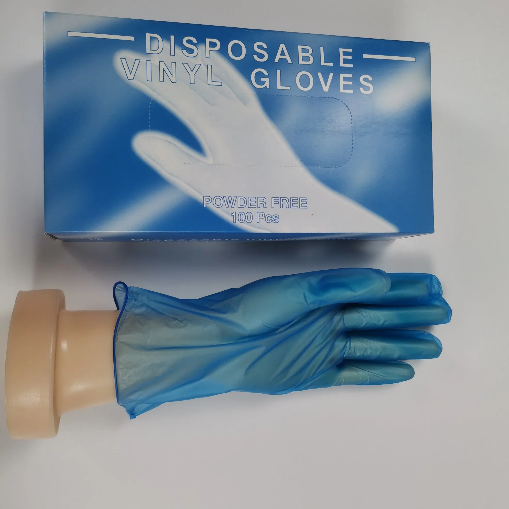 Disposable Vinyl Gloves Blue Powder-Free Latex-Free Non-Sterile Food Safe Large Bulk 100-Count