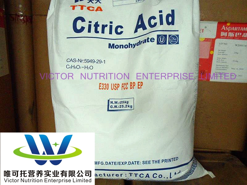 Food Addities Monohydrate Anhydrous 30-100 Mesh Granular Citric Acid in Fruits