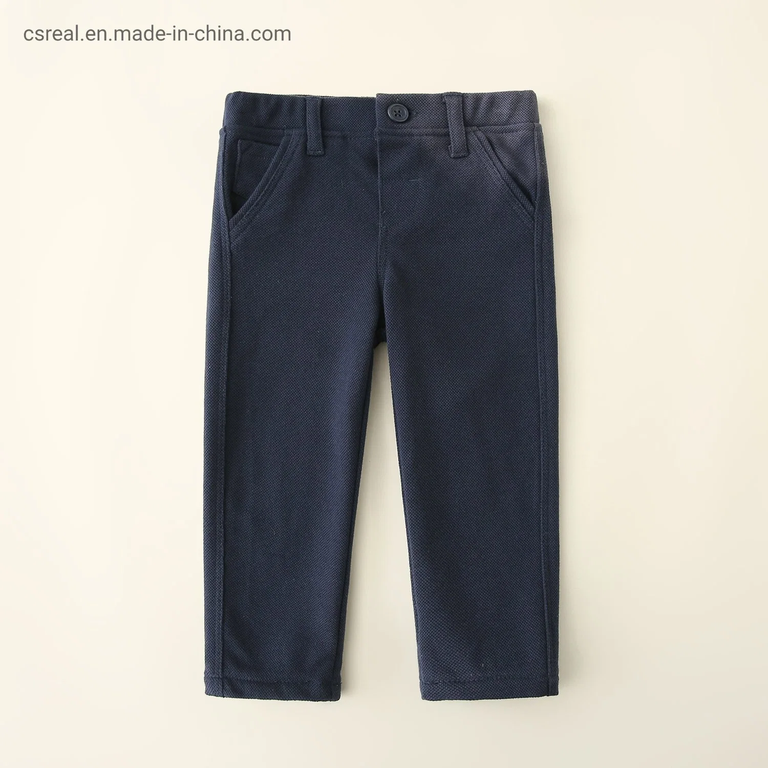 Ropa para niños pantalones de vestir tejidos Navy Pant con bolsillos funcionales