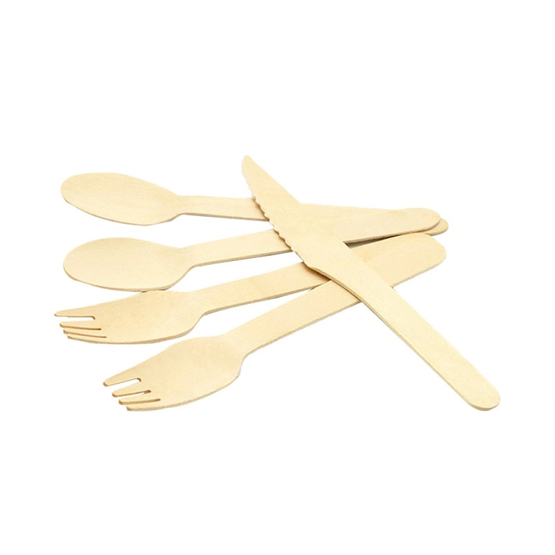 Disposable Wooden Spoons Spoon Fork Knife and Paper Set