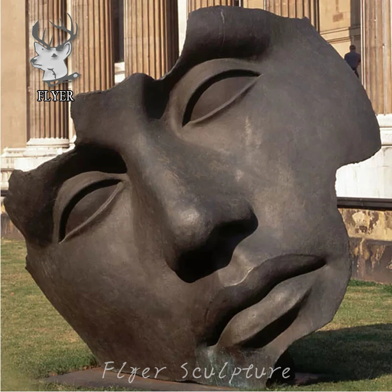 Уличный металл Садовый скульптур Большой античный бронзовый конспект сломанный лицо Статуя