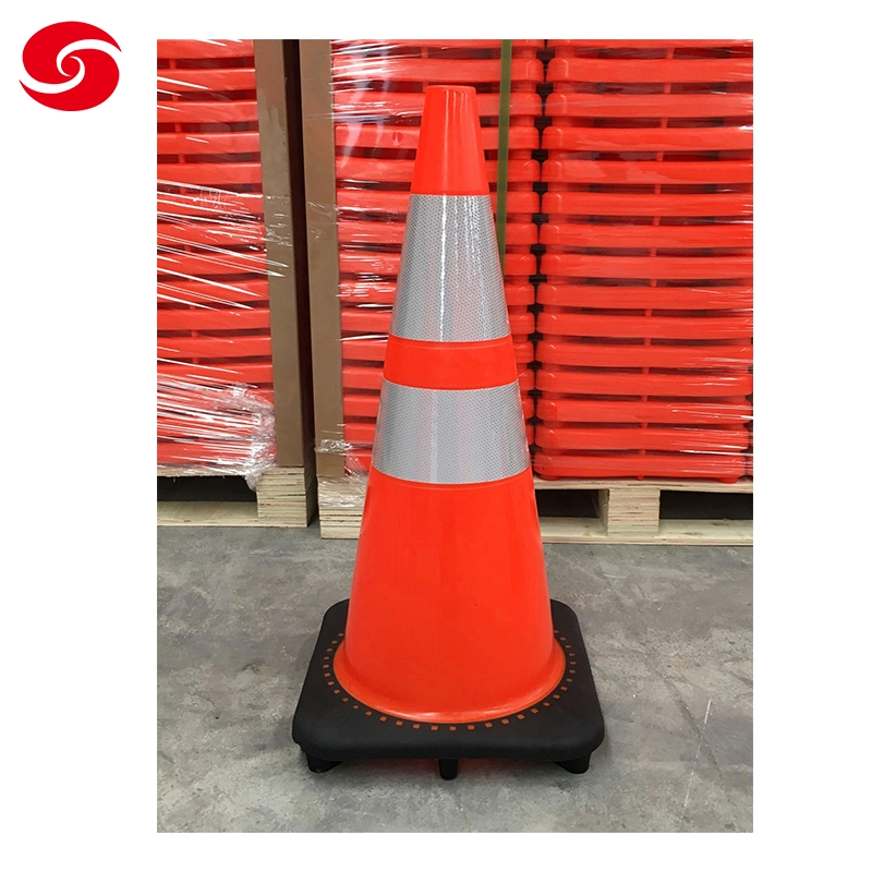 PVC de color Naranja reflectante de seguridad Vial cono plástico estándar América