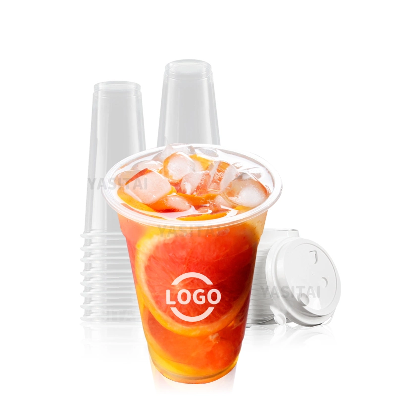 Summer Customize Logo Disposable Cup Plastic Milktea Ice Cream Boba Tea Salad Cups 300 500 700ml