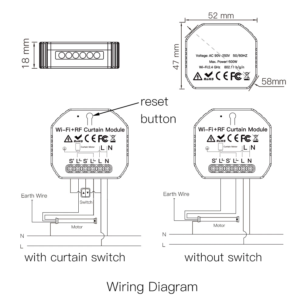 WiFi+RF433 Mini DIY Smart Rollläden Vorhänge Schalter Modul