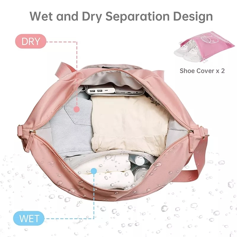 Sac de sport pour femmes avec port de chargement USB Sac de voyage de nuit Avec poche humide et compartiment à chaussures sacs de sport de voyage