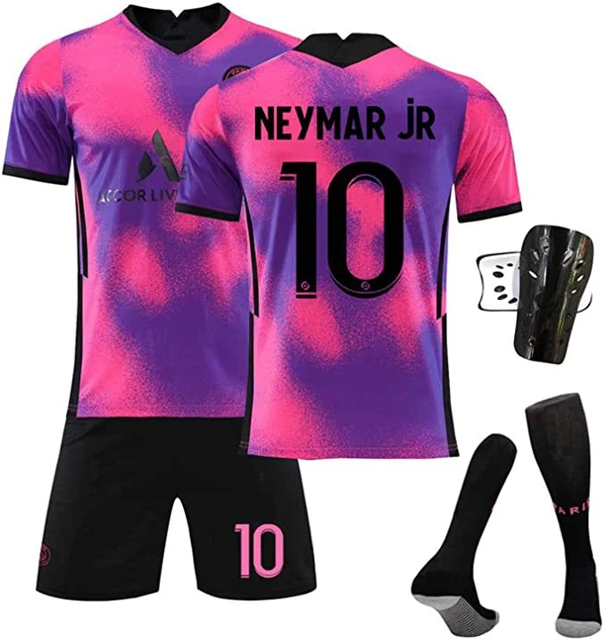 2021 Paris Third Away T-shirt Messi no. 30 vestuário de futebol no. 10 vestuário Neymar no. 7 camisola Mbappe para homem e criança