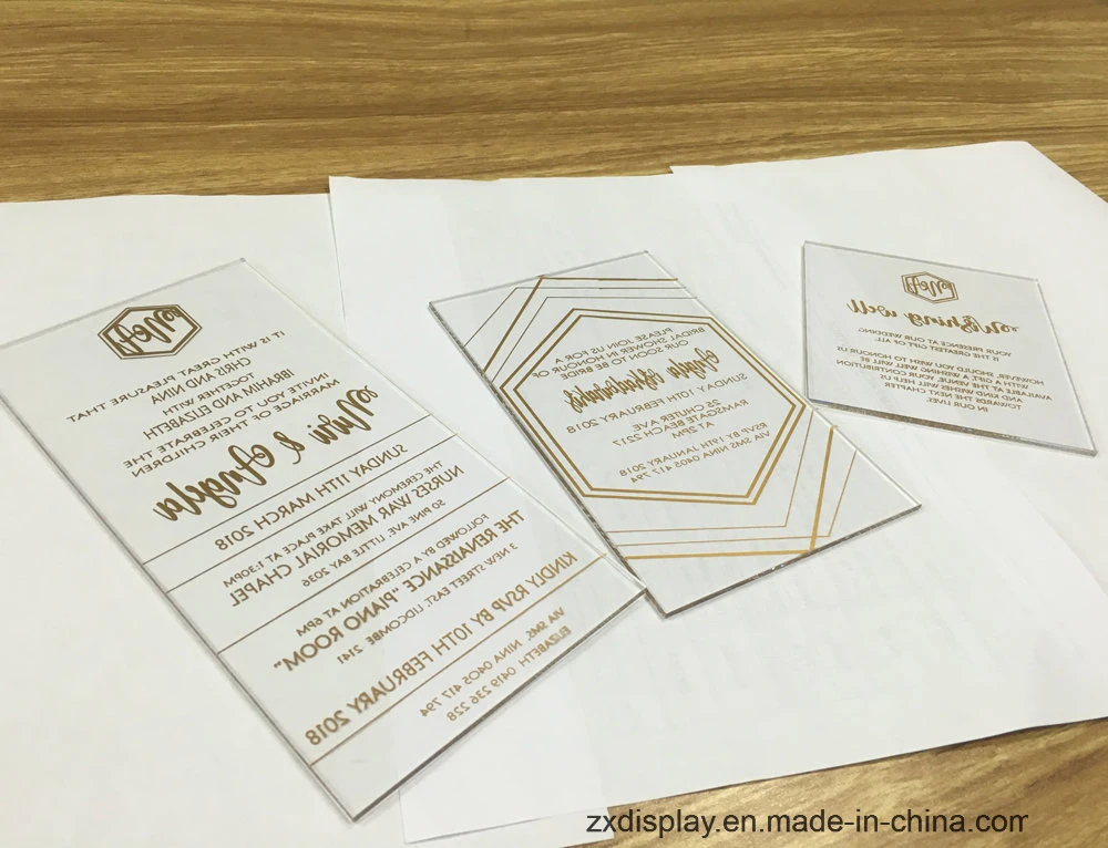 Custom Gold Printing Acrylic Invitation Wedding Invitate Card