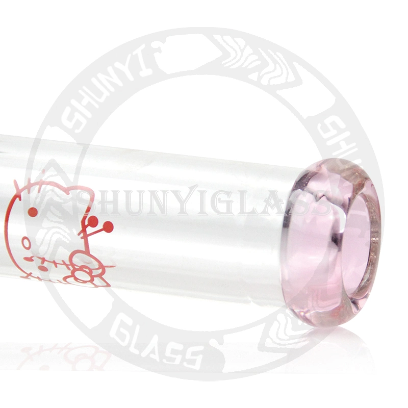 18" Thick Bottom Hello Kitty Straight Tube Smoking Water Pipe with Pink Downstem Tobacco Herb Water Pipes