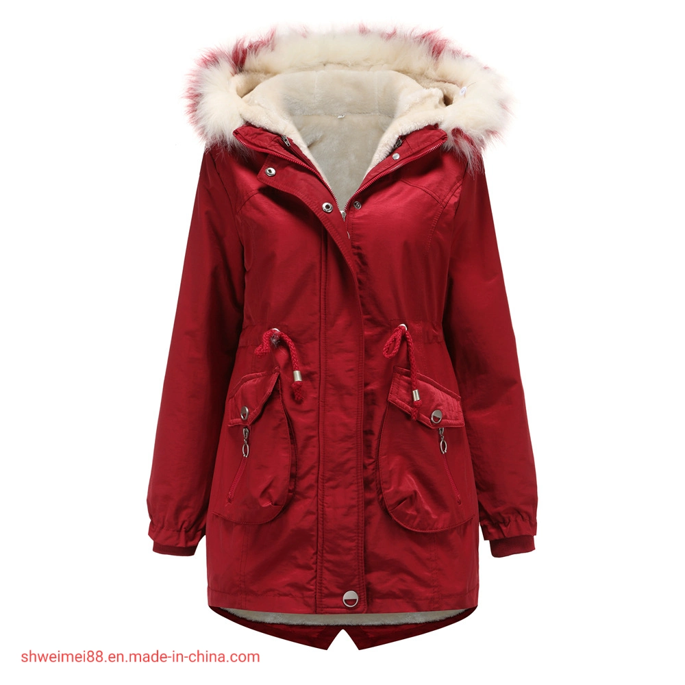 Women's Winter Thicken Military Parka Jacket Warm Fleece Cotton Coat with Fur Hood Warm Lady Coat Fashion Items Garments Wholesale/Supplier Jacket