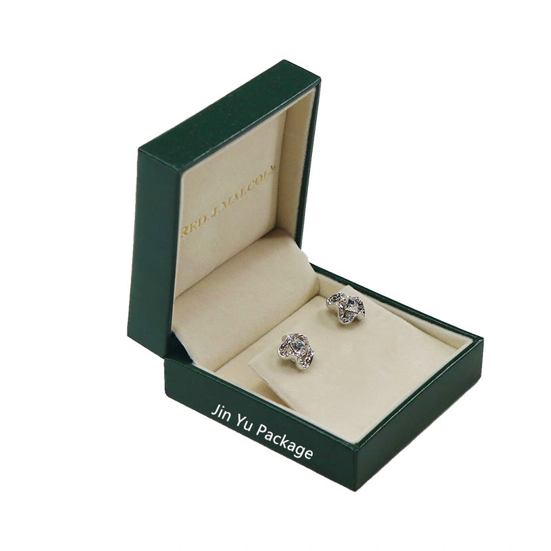 Dark Green Leather Paper Hinger Jewelry Gift Display Packaging Box