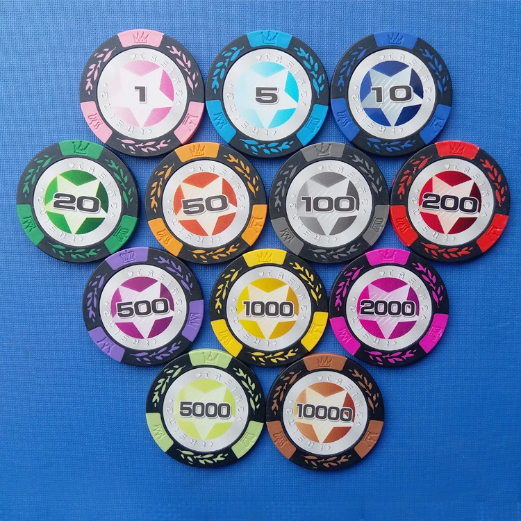 14G Clay Crown Wheat Casino Poker Chip with Shiny Star Sticker Custom Chips