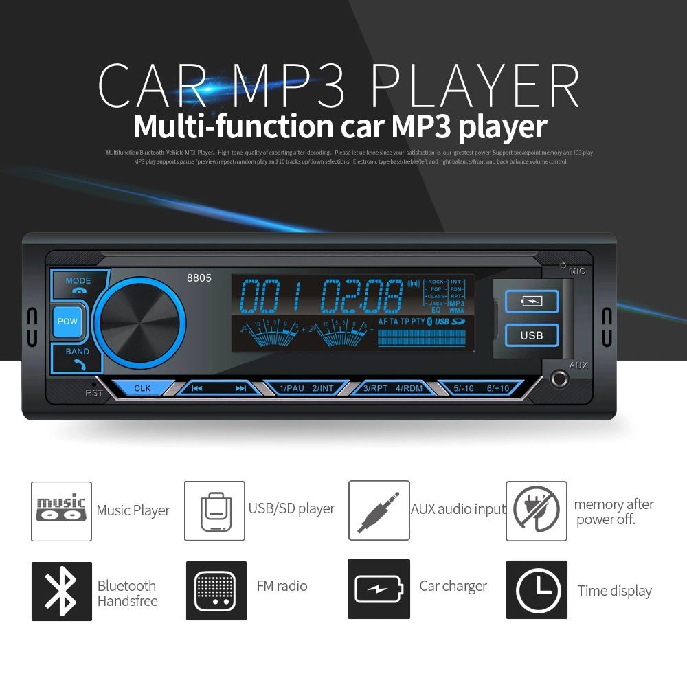 Radio FM audio del coche Reproductor de mp3 Pantalla LCD con manos libres Bluetooth