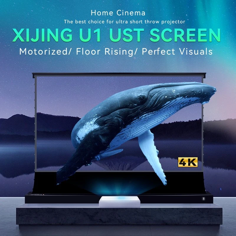 Xijing U1 Motorized 100-Inch Projector Screen Indoor Electric 16: 9 Wall Mounted Movies/Meeting Conference Retractable Projector Screen for Home School Office