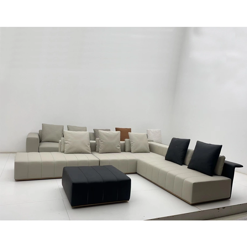 Moderne Möbel Stoff-Sektionaltcouch Benutzerdefiniertes Wohnzimmer Sofa Set Luxus 7 Sitzer L-förmigen Sofa