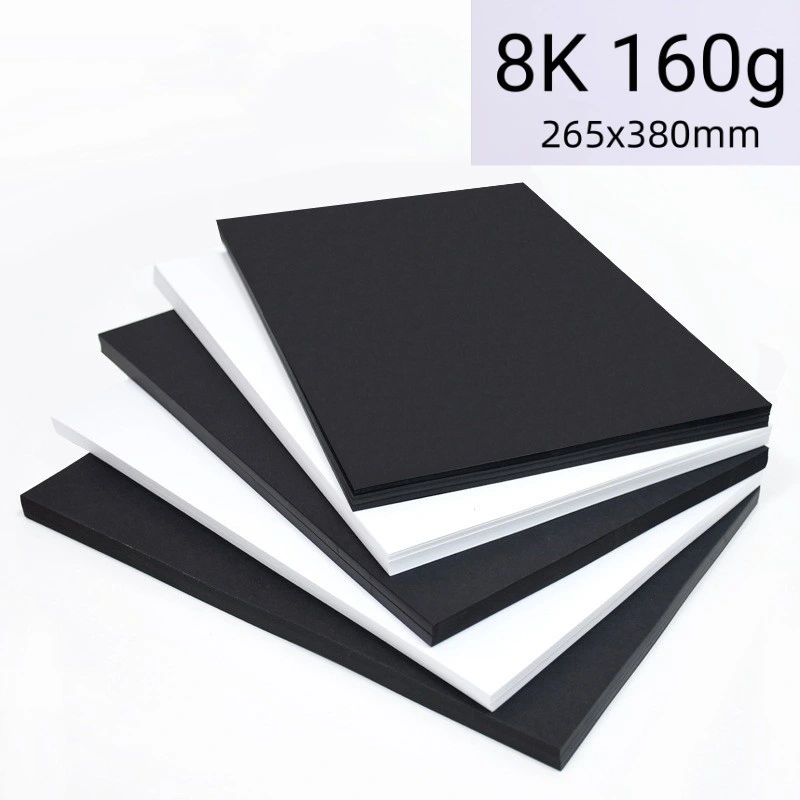 160GSM 8K 265X380mm (10.4X15 inch) Multi-Fuctional Colorful Cardstock Card Stock Colored Paper for Handcraft/Book Cover 50 Sheets/Bag--Black