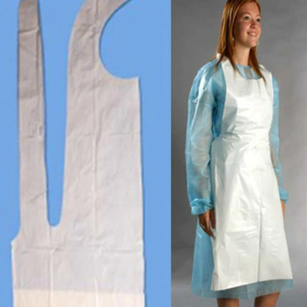 Одноразовый полимерный фартук с пластиковым фартуком, синий/белый, PE Apron