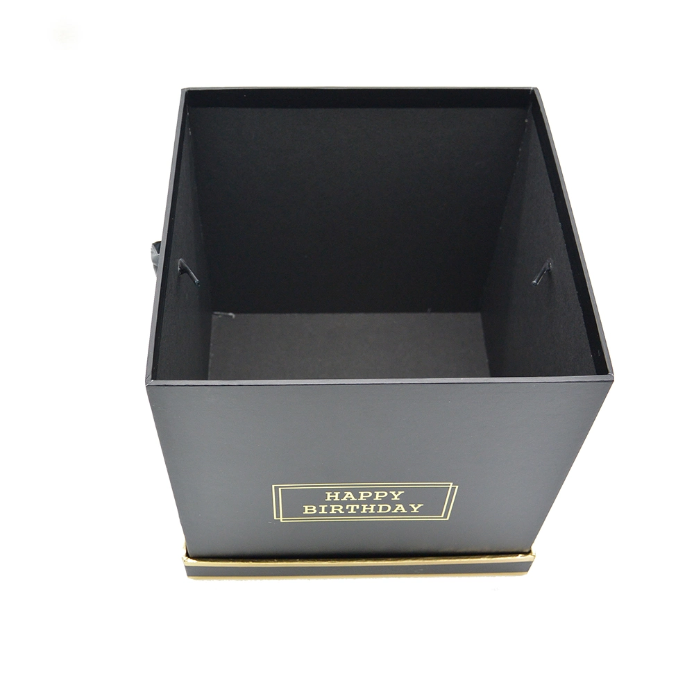 Factory Customized Black Flower Single and Set Box with Gold Foil Lines