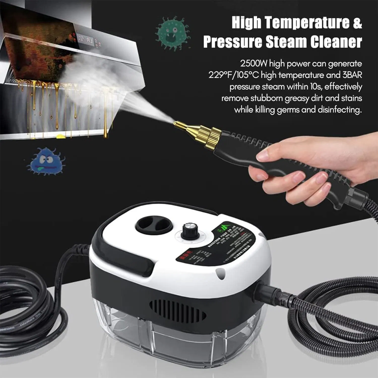 Electric Steaming Cleaner for Air Conditioner Kitchen Hood Cleaning High Pressure