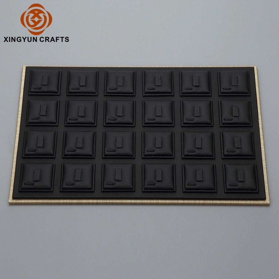 Custom Super Black Wooden Store Jewelry Tray Wood Exhibition Stand Display with Acrylic Window Lid