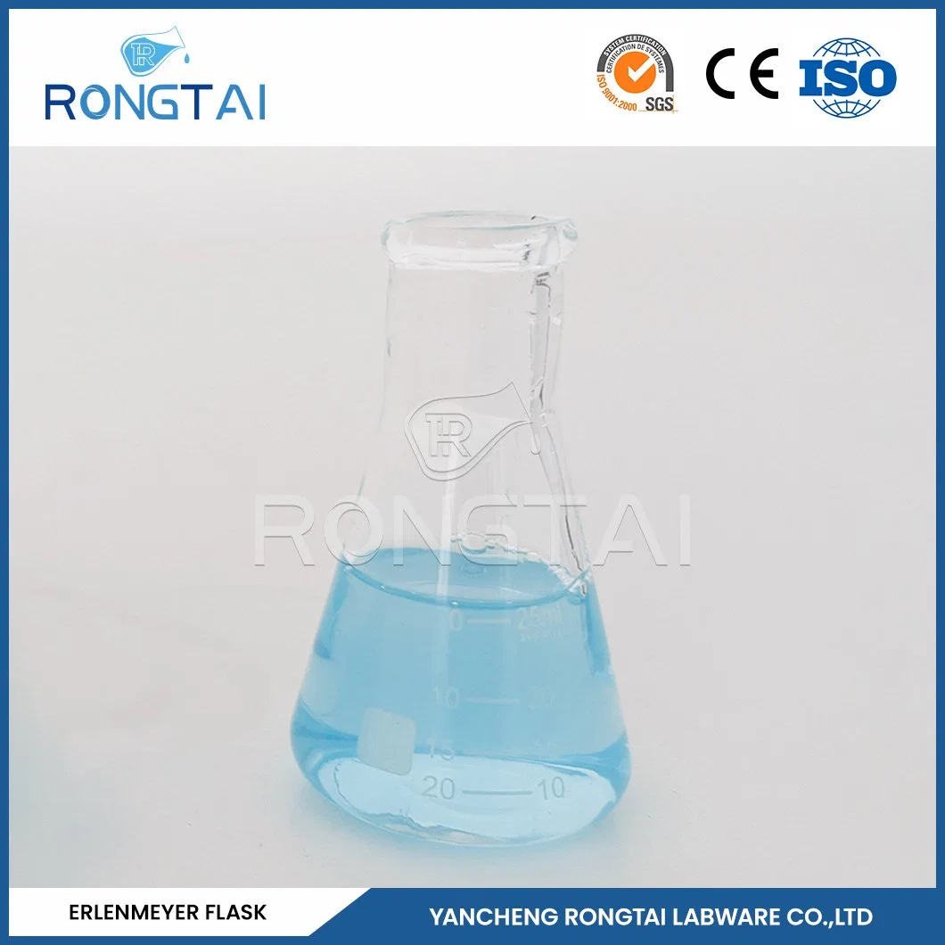 Rongtai 1000 ml Erlenmeyer Fabrication de la chimie conique de la Chine Flacon conique à col large avec graduation