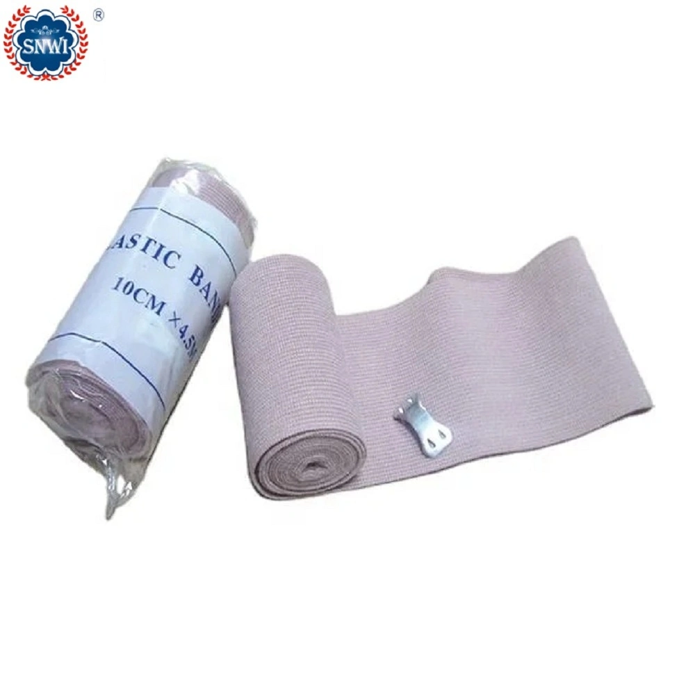 CE ISO Approved Disposable Medical Supply Natural Color 100% Pure Cotton Elastic Crepe Bandage