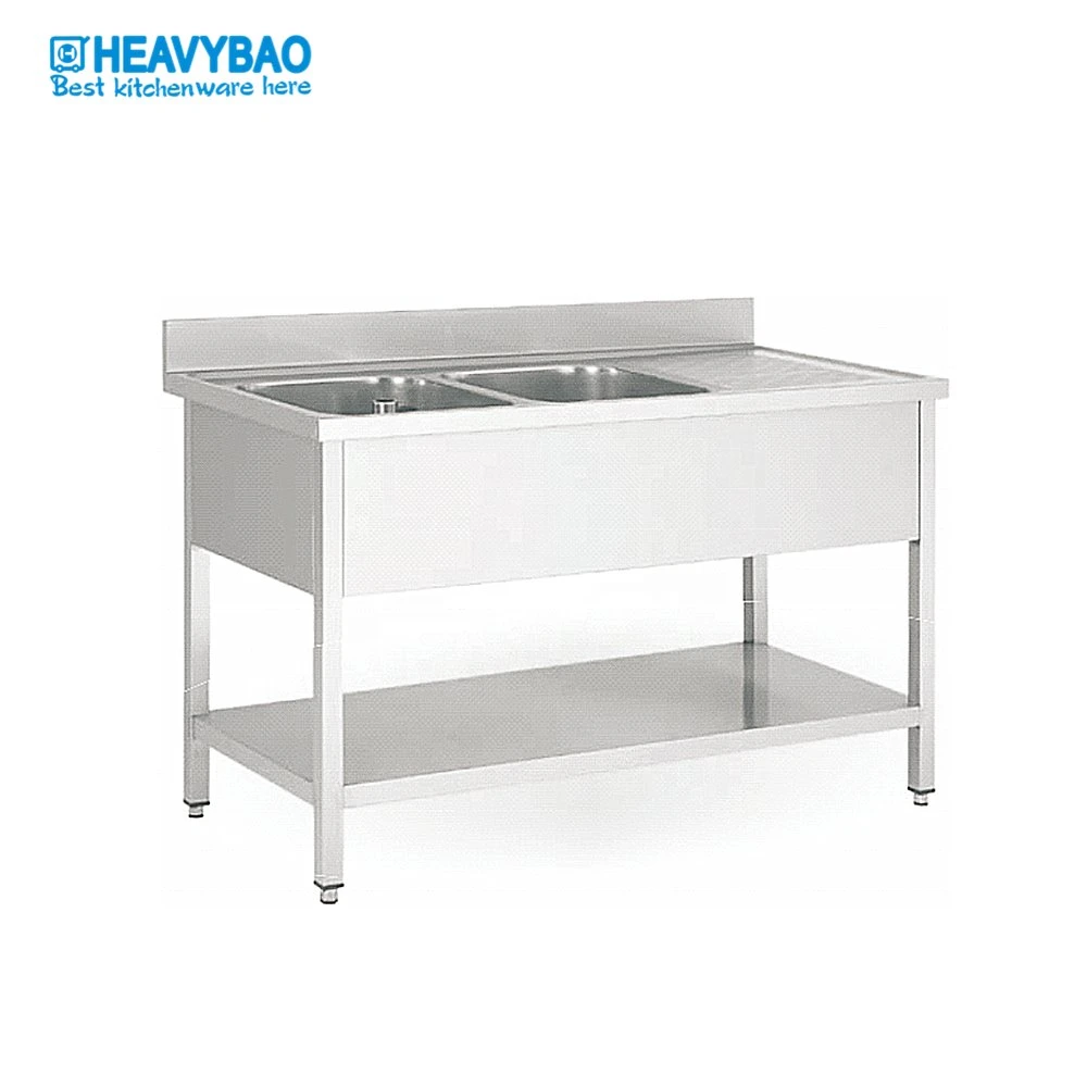 Heavybao comercial exclusivo doble fregadero de acero inoxidable de metal/tabla de cocina Catering LAVABO lavabo fábrica China