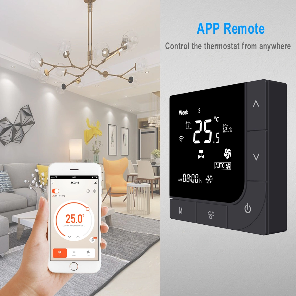 Intelligent Alexa Google Portada Wireless WiFi Fan Coil Sala Smart Wireless termostato programable