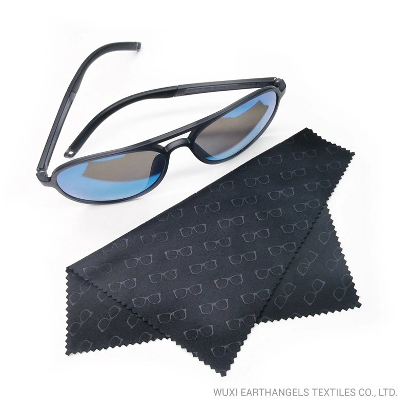 Custom Logo Black Microfiber Embossed Glasses Cleaning Cloth