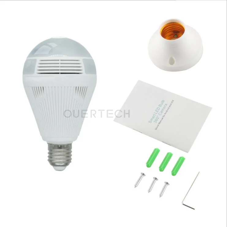 Wi-Fi Bulb Camera Vr 1080P LED Fisheye Smart Home Phone Lamp Hidden Light Bulb Wireless WiFi 360 Degree Panoramic Camera