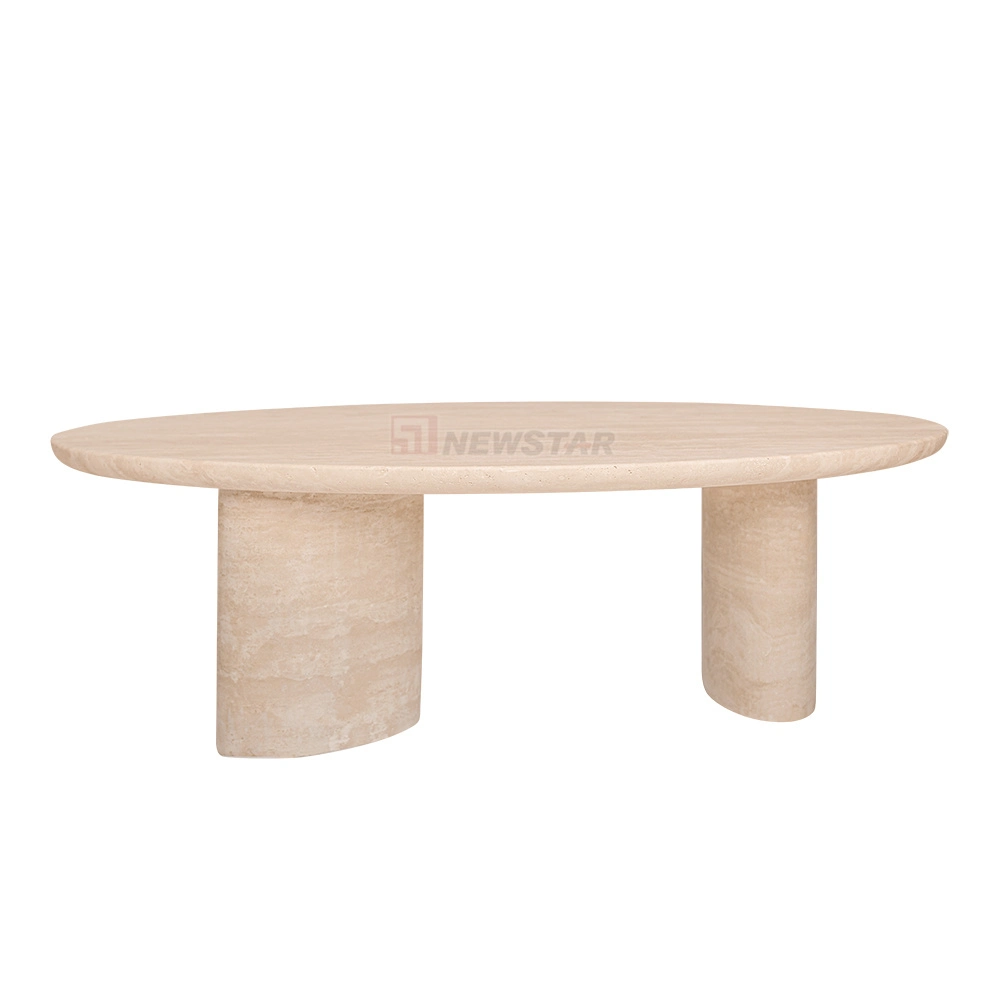 Contemporary Style Oval Shape Hotel Lobby Tea Table Travertine Marble Coffee Table Console Table Wholesale Price Modern Furniture