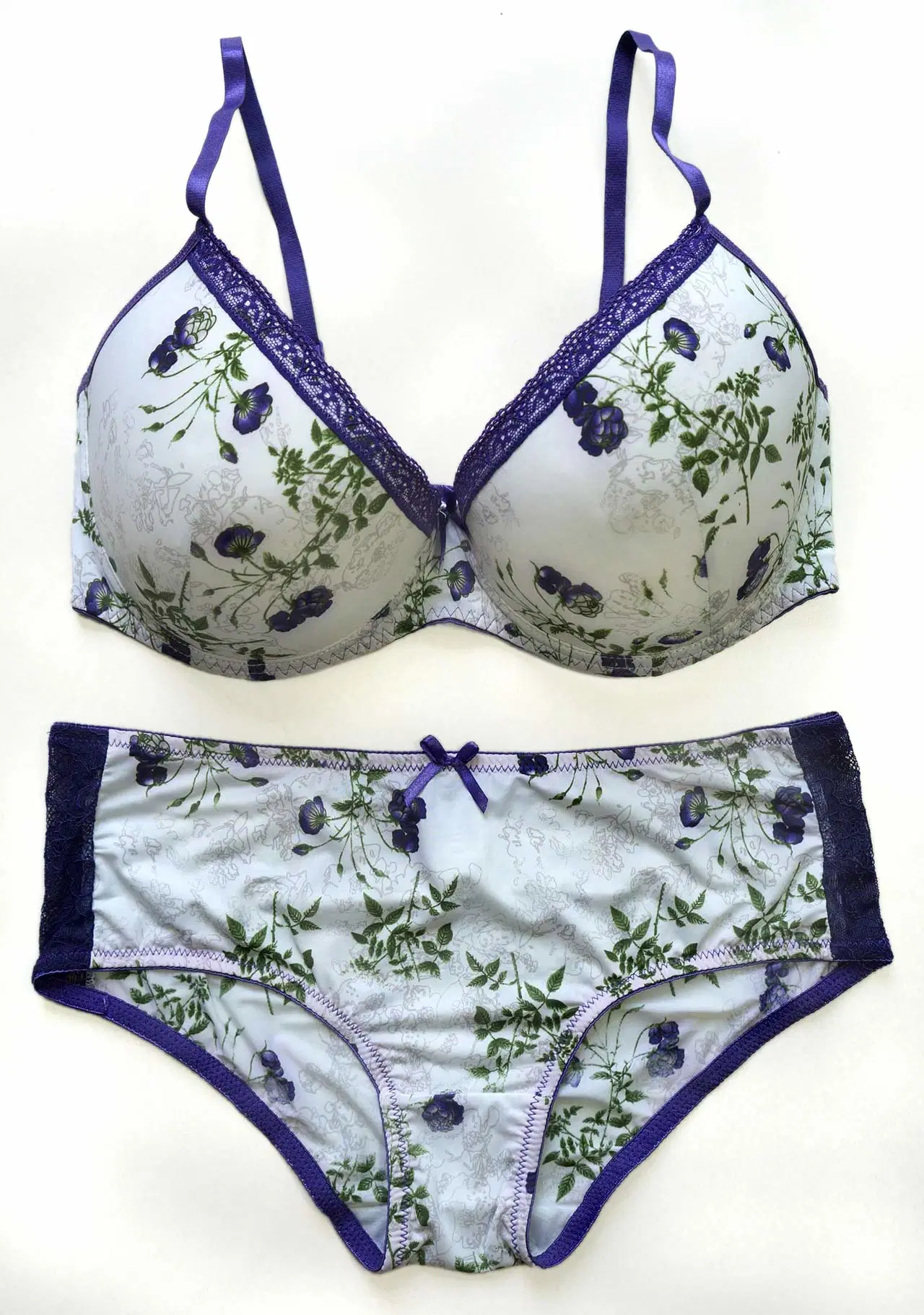 Flower impresso roupas íntimas para Bra com Briefs