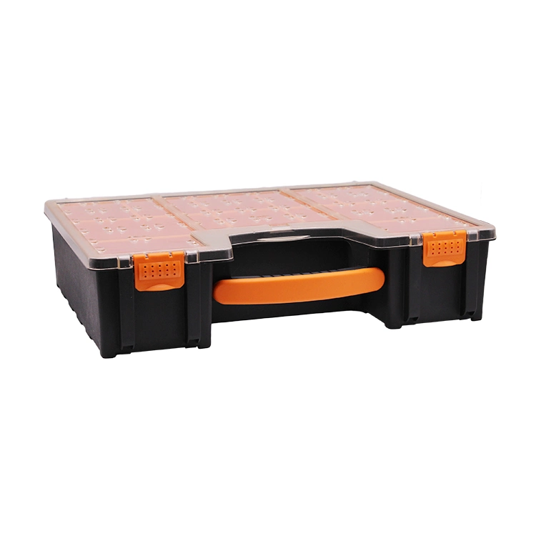 Plastic Portable Hardware and Craft Parts Organizer Large Orange Plastic Tool Case