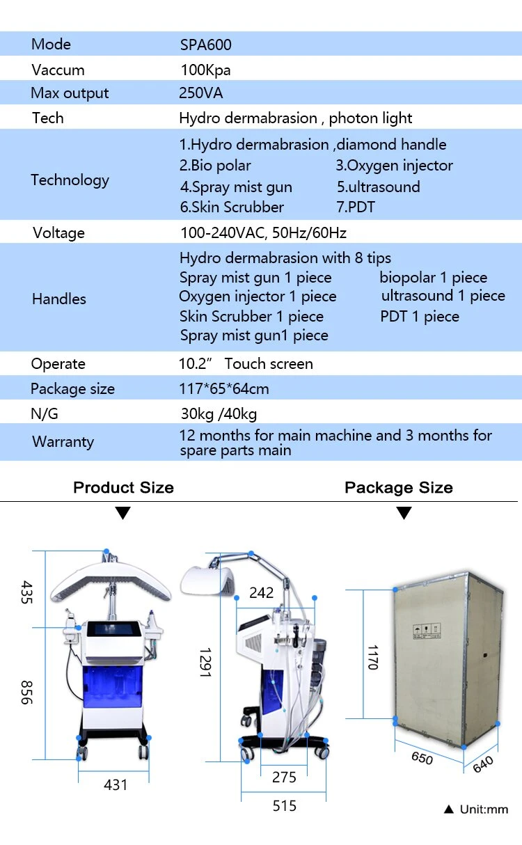 8 en 1 máquina de peeling facial de limpieza profunda de Hydro