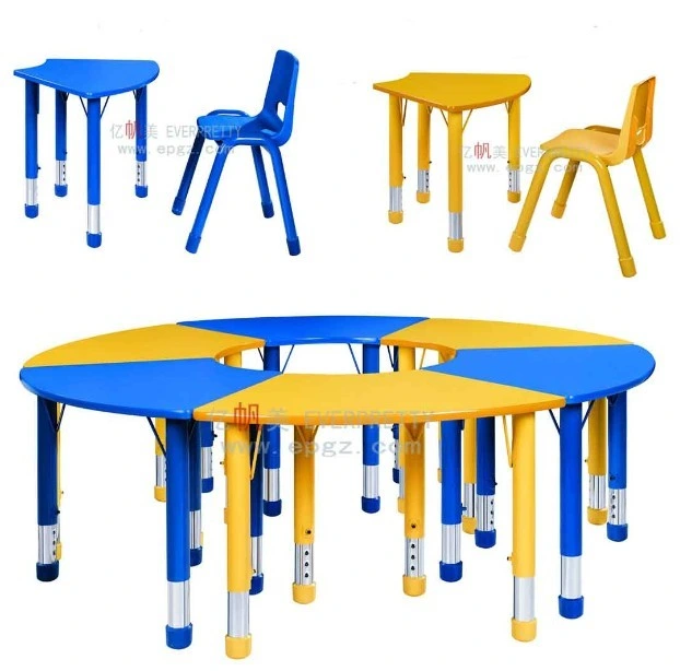 Baby Room Furniture /Children Wood Table with Plastic Chairs /Baby Kids Round Desk for Four Kid's