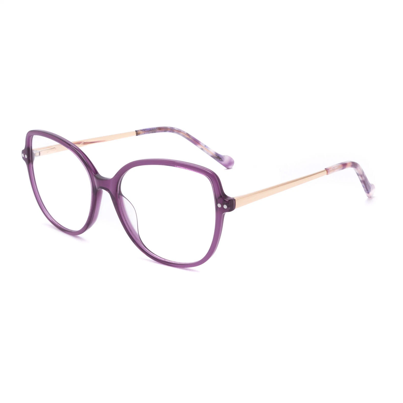 Newest Model Lightness Acetate Glasses Foe Women Girls Tranparent Rim Metal Temple Fashion Retro Optical Frames