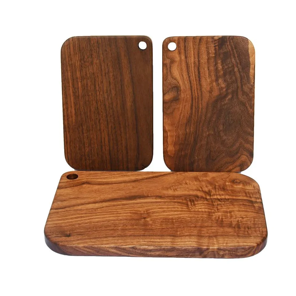 Mini Butcher Légumes Fruits en caoutchouc de bloc en bois de noyer Acacia Bamboo hacher Planche à découper de bateau en bois personnalisé défini le bac