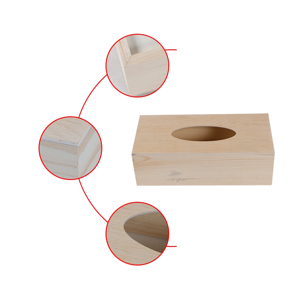 Bambus quadratische Form Tissue Holder für Badezimmer Büro Holzgewebe Halter