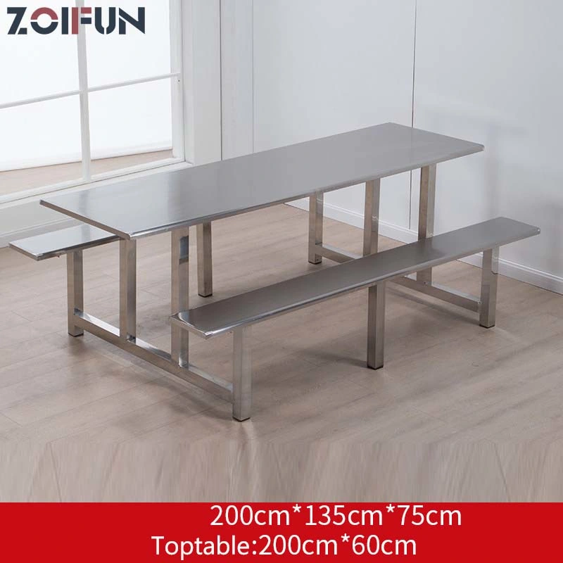 Canteen Furniture Stainless Steel Dining Table 8 Seater Dining Tables with Round Chair