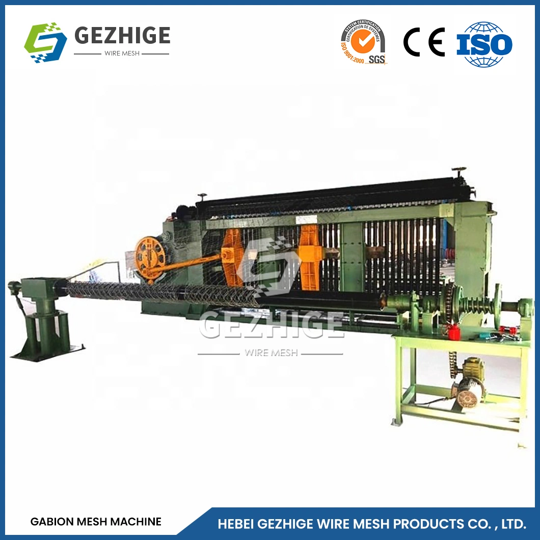 Gezhige Custom Automatic Wire Mesh Machine Manufacturing 60*80 mm Mesh Opening Woven Gabion Wire Machine China Infrared Ray Safety Gabion Packing Machine