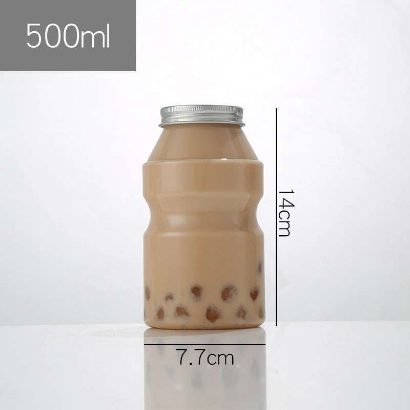 350ml 500ml 700ml Yakult Shape Pet Plastic Bottle with Aluminum Lid