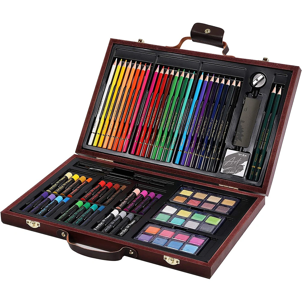 Art Supplies 80PCS Artist Kit Mixed Media Drawing Painting Art Set in Wooden Box