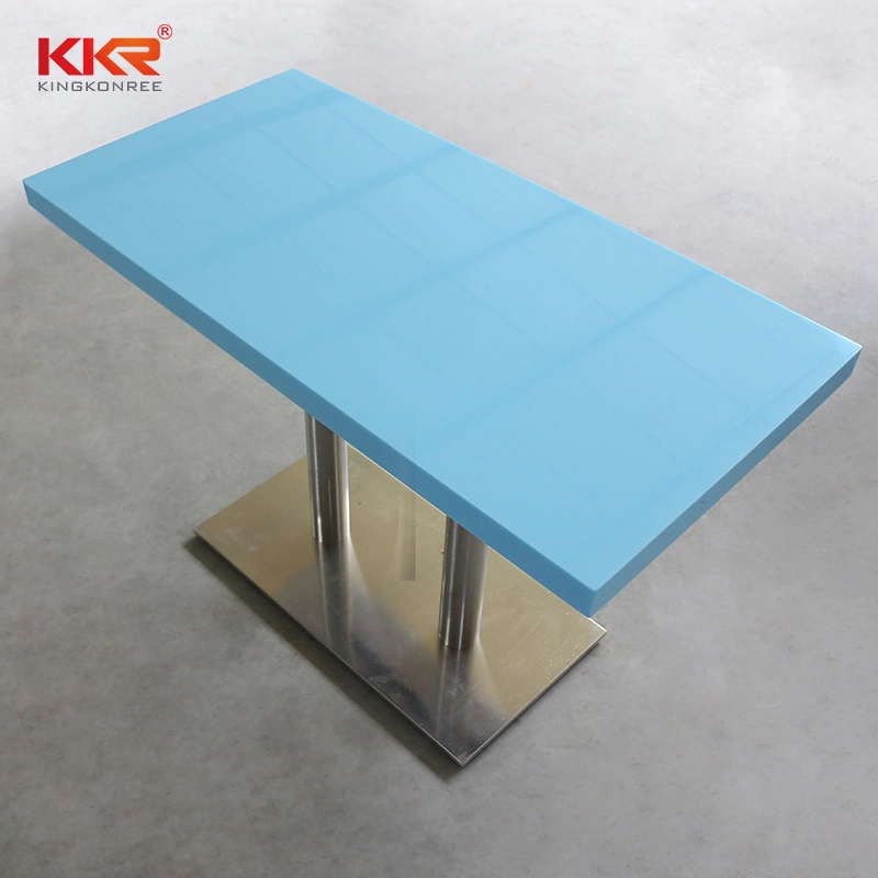 Artificial Stone Coffee Blue Fast Food Table Hotel Furniture Dinging Tables Top