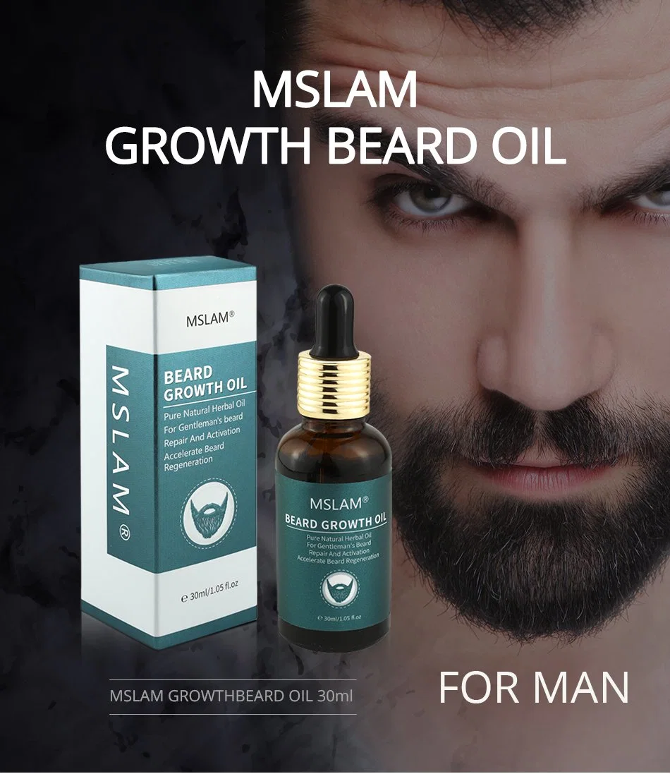 Mslam aceite puro de la Barba crecer el bigote de aceite de esencia de los hombres más gruesas, Fuller Señores' S Barba Hair Extension PRO 30ml