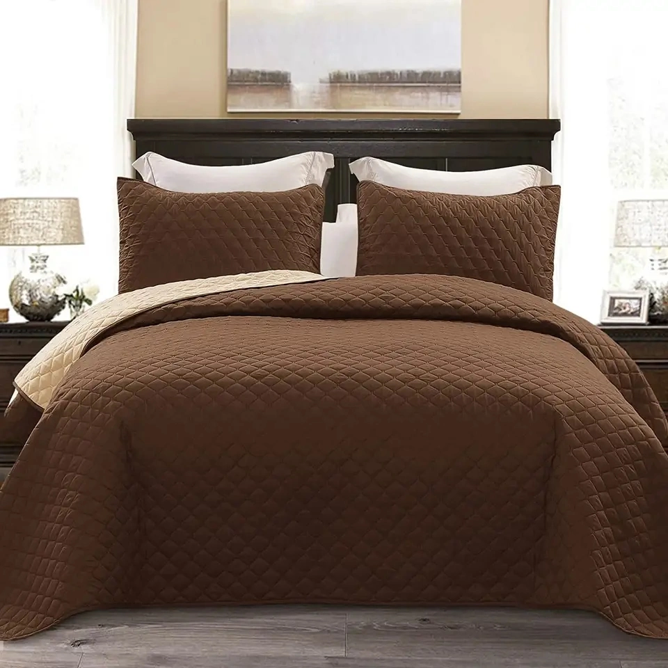 Jeu de couvre-lit réversible à ultrasons 6 pièces pour grand lit certifié avec Couvre-oreiller