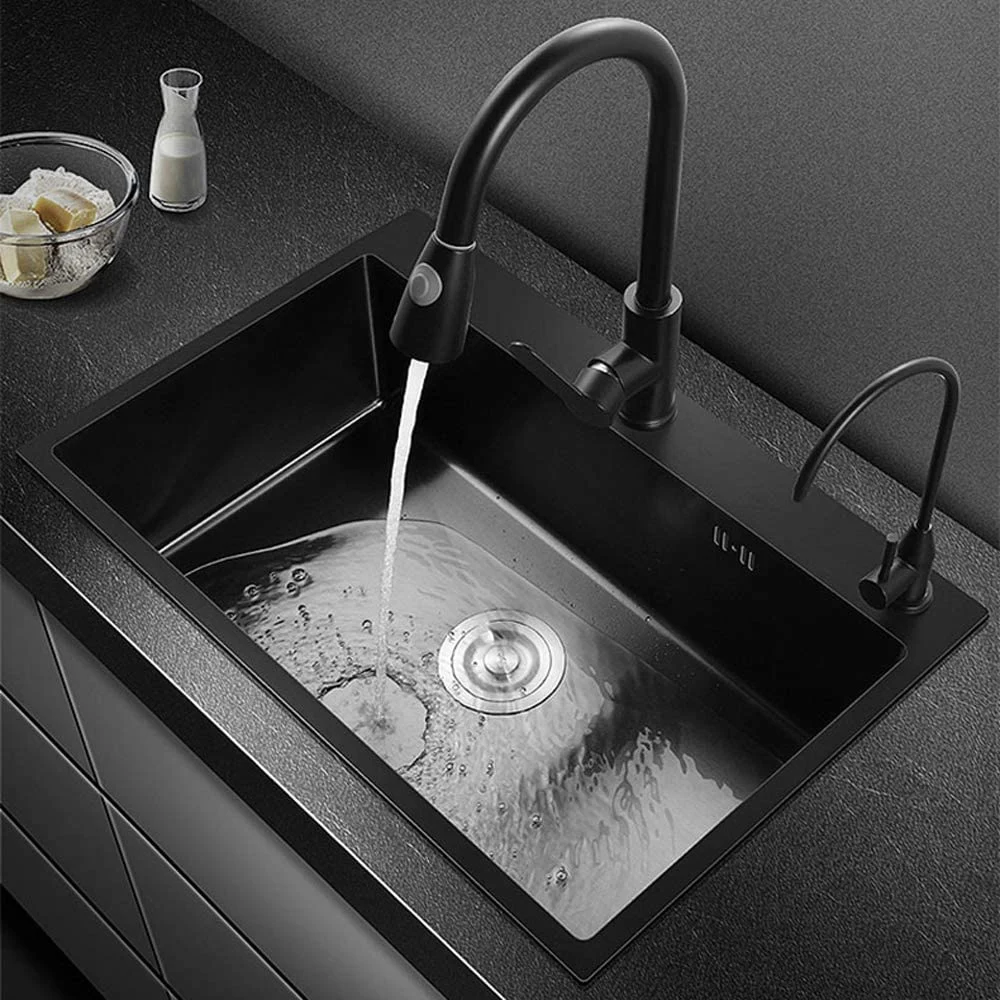 Metal Single Bowl Home Household Kitchenware Stainless Steel Black Nano PVD Kitchen Sink