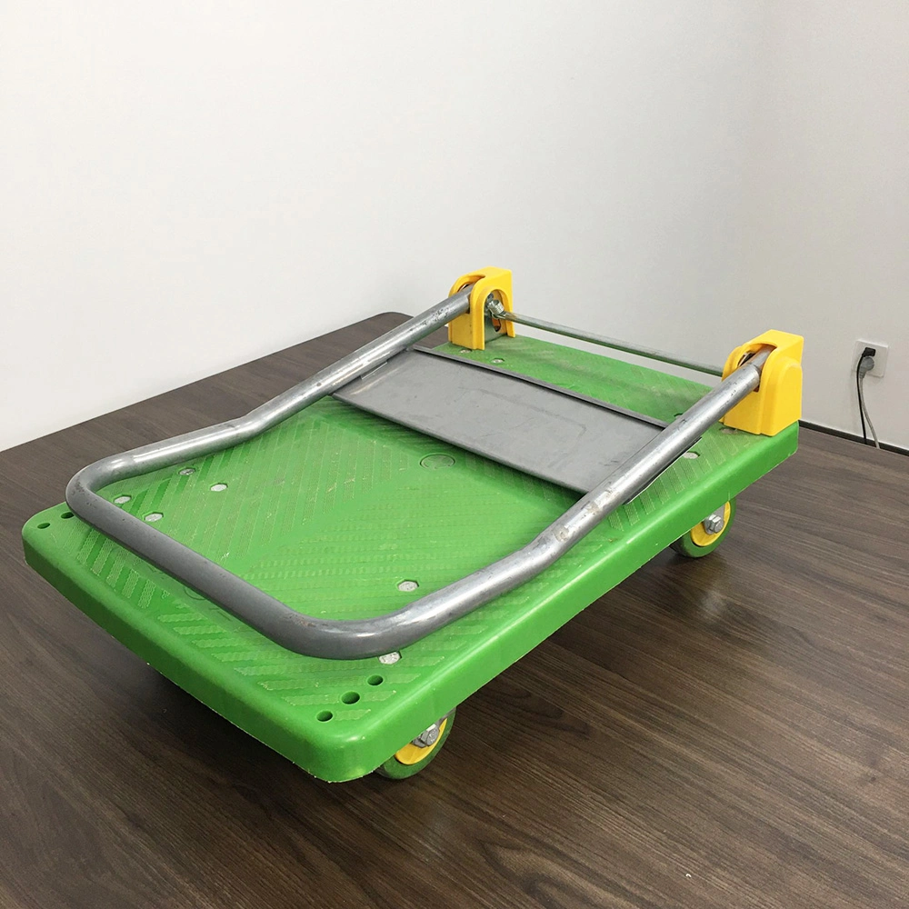 Wbd Green Color Foldable Plastic Platform 150/200/300 Kg Load Capacity Hand Trolley