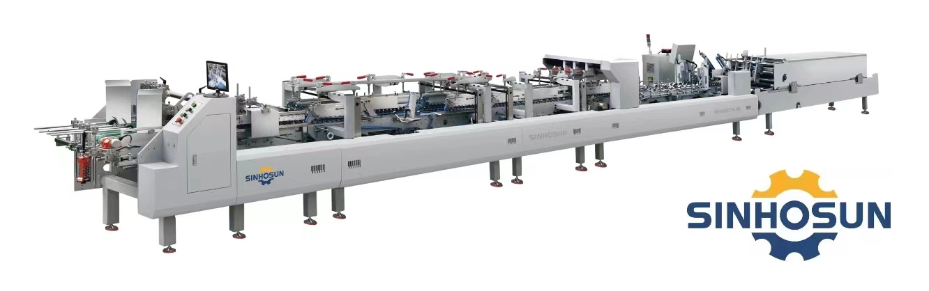 Box Folding Machine Box Gluing Machine Pre Fold Crash Lock Bottom Box 4 6 Corner Food Box Gluing Machine Folder Gluer After Die Cutting