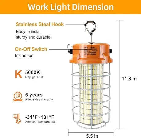 10400lm 5000K Luz de trabajo temporal de LED 80W Luz de trabajo de LED IP67 polvo impermeable para Factory Mine Wharf Job Site Garage Iluminación